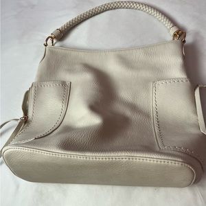 Miztique The Grace Hobo Purse Braided Handle Cream White Vegan Leather Bag Ivory